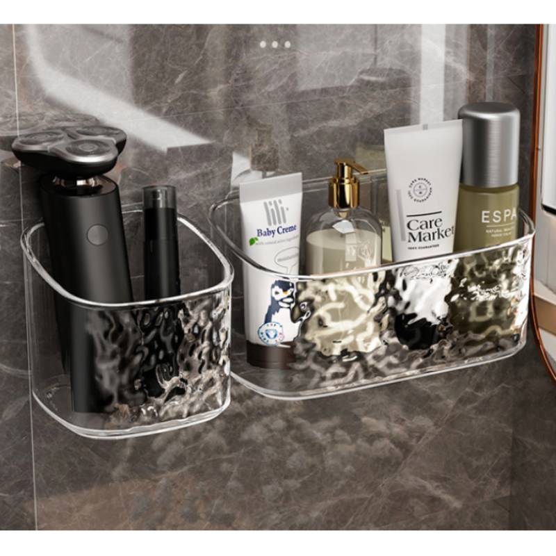 Bathroom Rack Punch Free With Drainage Holes Wall Mounted Water Ripple Acrylic Wash Basin Front Storage Box Toilet Stand Cosmetic Organizer