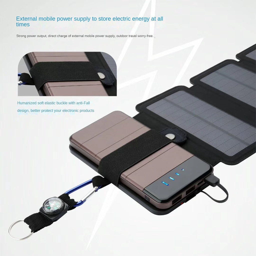 Portable Solar Charger 5 Folding USB Solar Panel Battery Charger for Outdoor Hiking