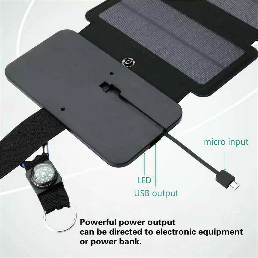 Portable Solar Charger 5 Folding USB Solar Panel Battery Charger for Outdoor Hiking