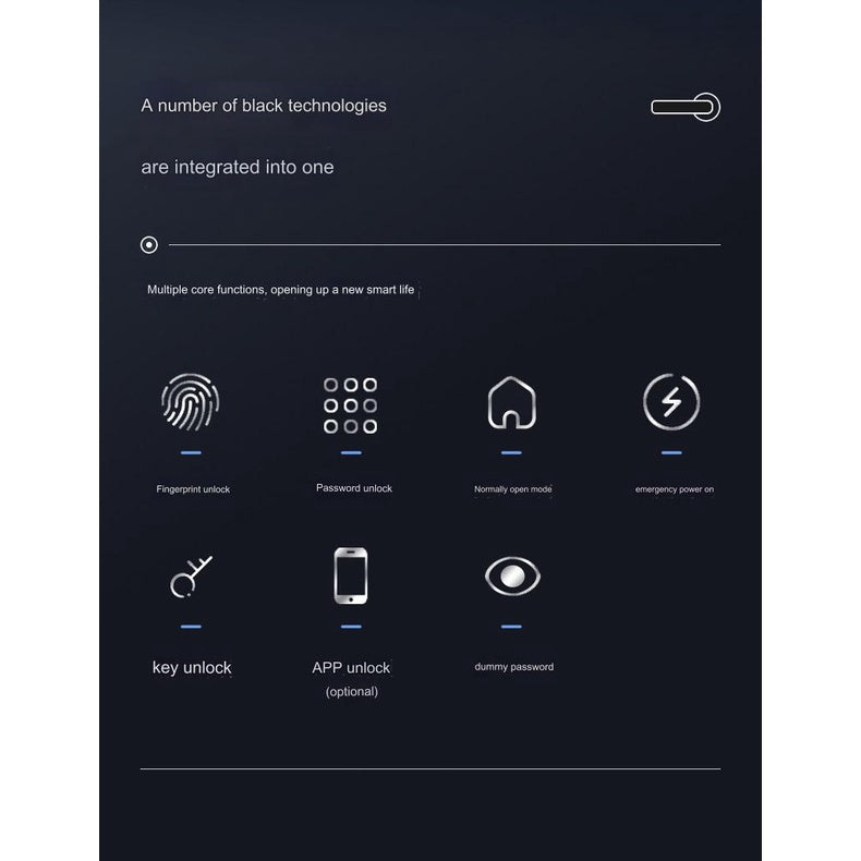 Smart Door Lock Remote Unlock Fingerprint Handle Lock HDB Password Door Lock Smart Door Knob Lock Apartment Bedroom
