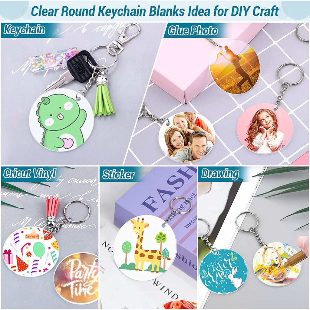 350Pcs Acrylic Clear Keychain Blanks for Vinyl with Blanks, Tassels, Jump Rings, Keychain Rings for DIY Keychain Craft