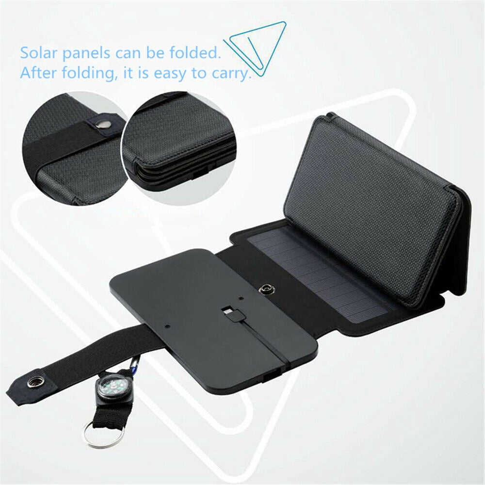 Portable Solar Charger 5 Folding USB Solar Panel Battery Charger for Outdoor Hiking