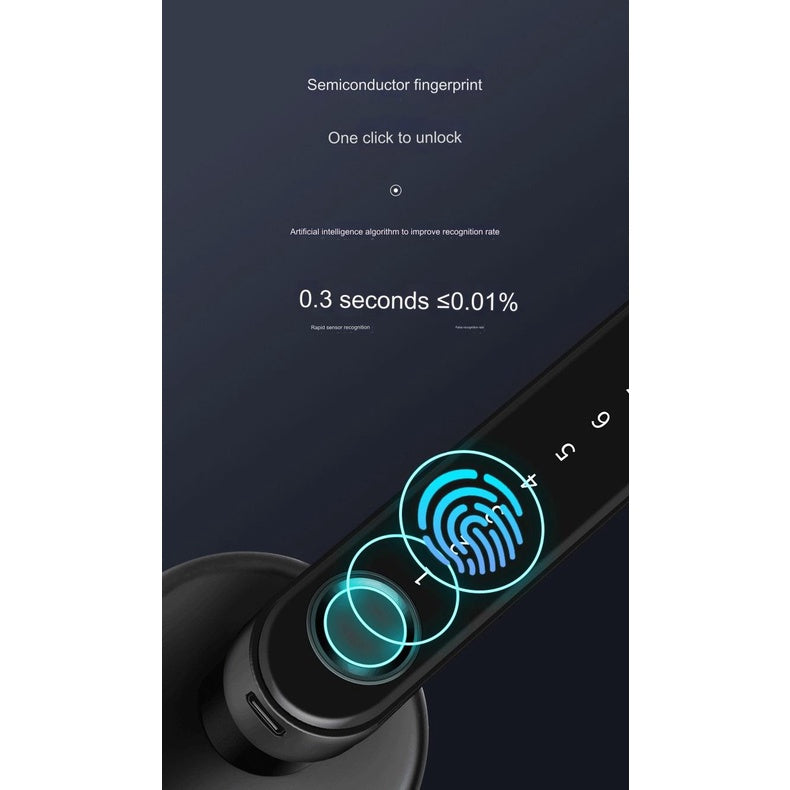 Smart Door Lock Remote Unlock Fingerprint Handle Lock HDB Password Door Lock Smart Door Knob Lock Apartment Bedroom