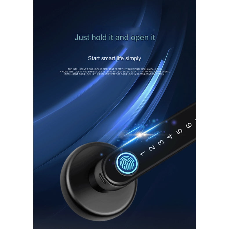 Smart Door Lock Remote Unlock Fingerprint Handle Lock HDB Password Door Lock Smart Door Knob Lock Apartment Bedroom