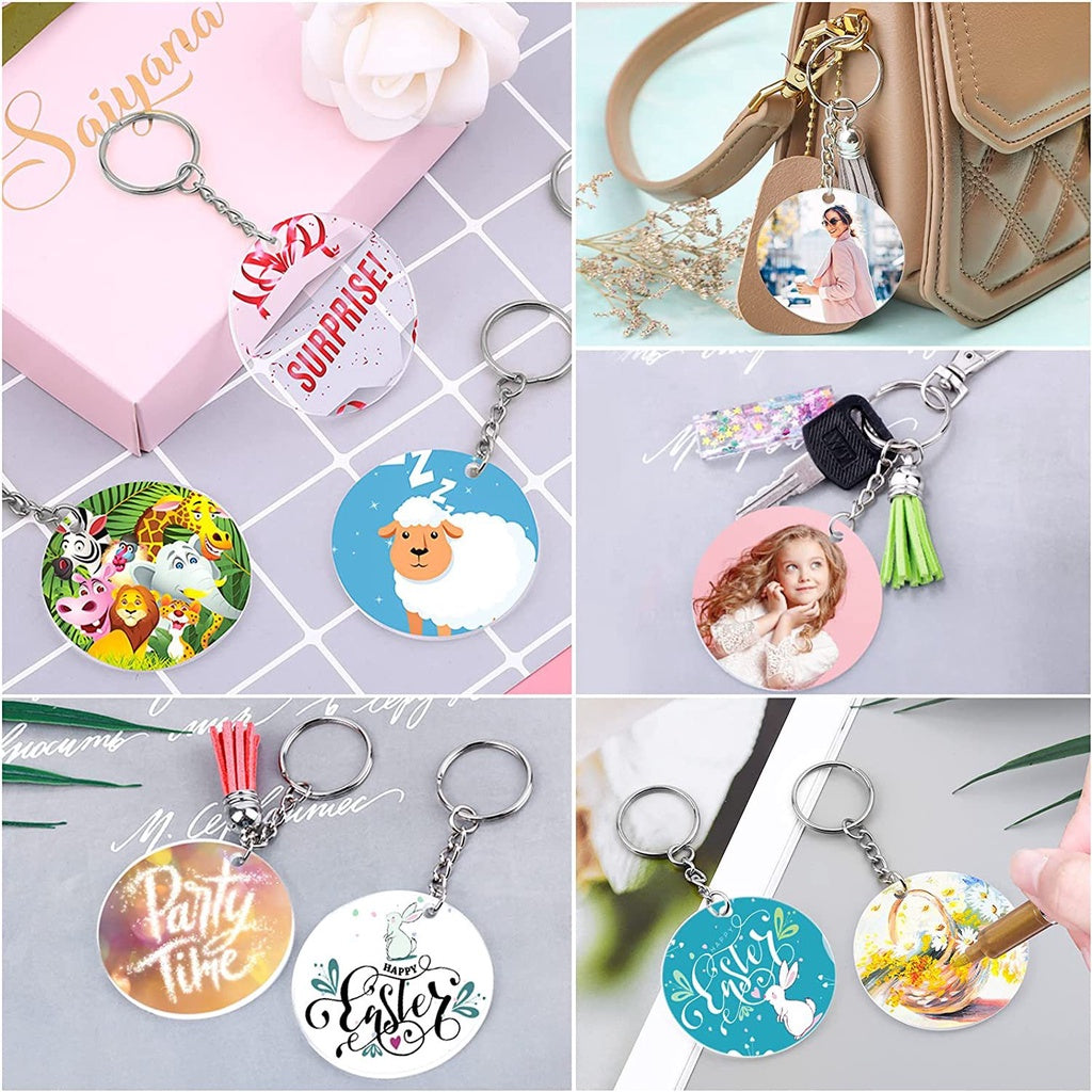 350Pcs Acrylic Clear Keychain Blanks for Vinyl with Blanks, Tassels, Jump Rings, Keychain Rings for DIY Keychain Craft