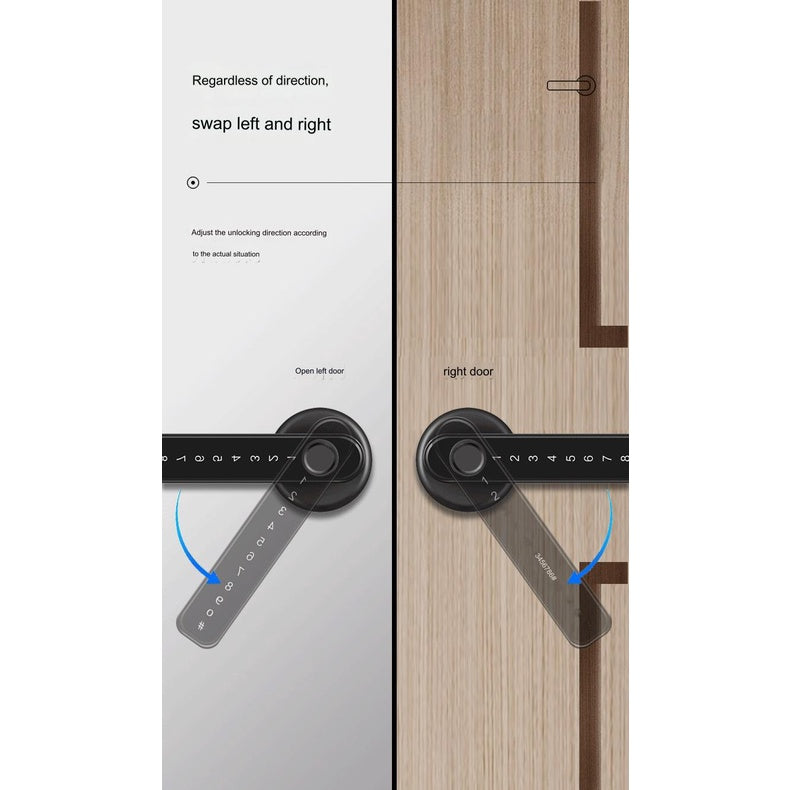 Smart Door Lock Remote Unlock Fingerprint Handle Lock HDB Password Door Lock Smart Door Knob Lock Apartment Bedroom