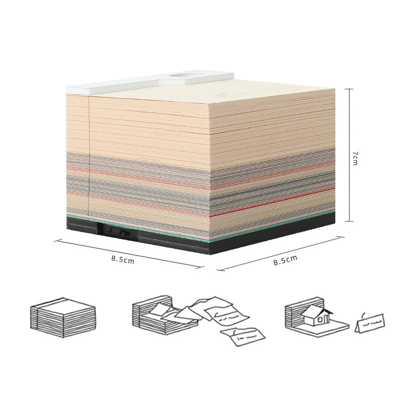 3D Desk Calendar Creative Calendar Memo Pad with LED Lights Pen Holder Tear-Away 3D Art Calendar for Home Office