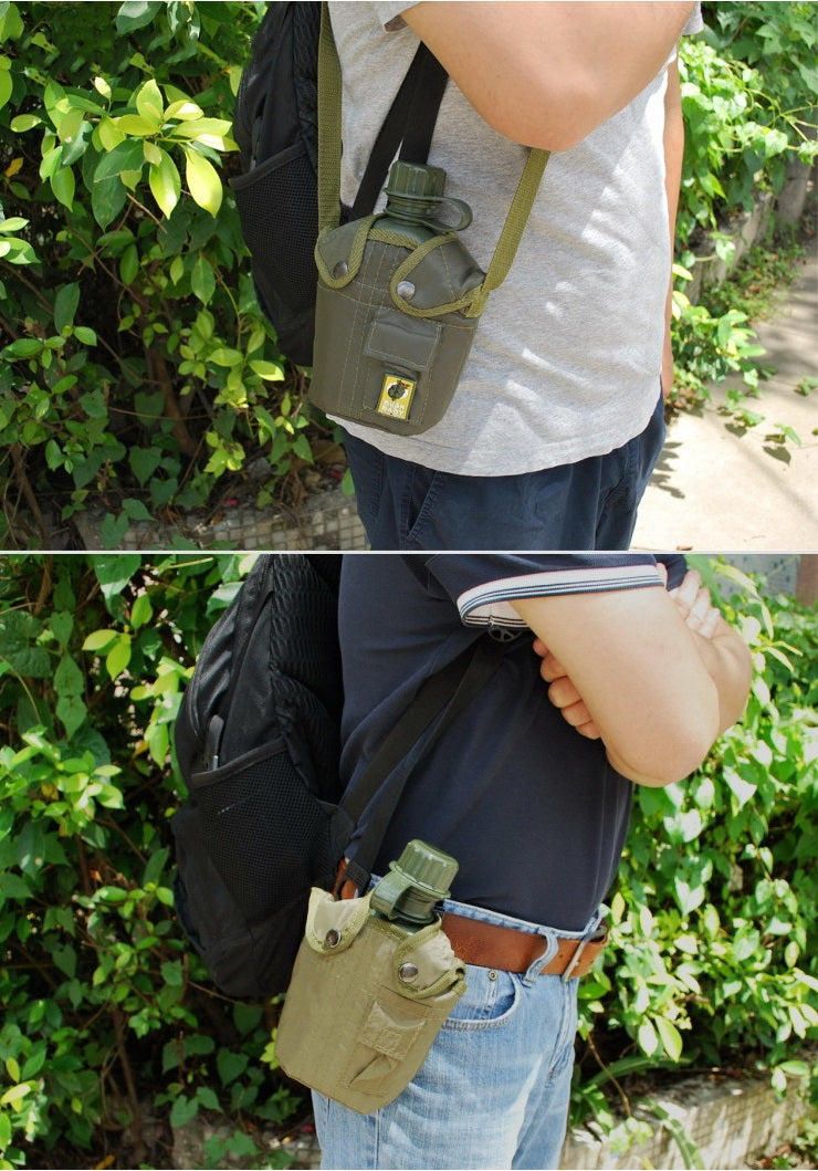 1L Outdoor Military Canteen Bottle Camping Hiking Backpacking Survival Water Bottle Kettle with Cover