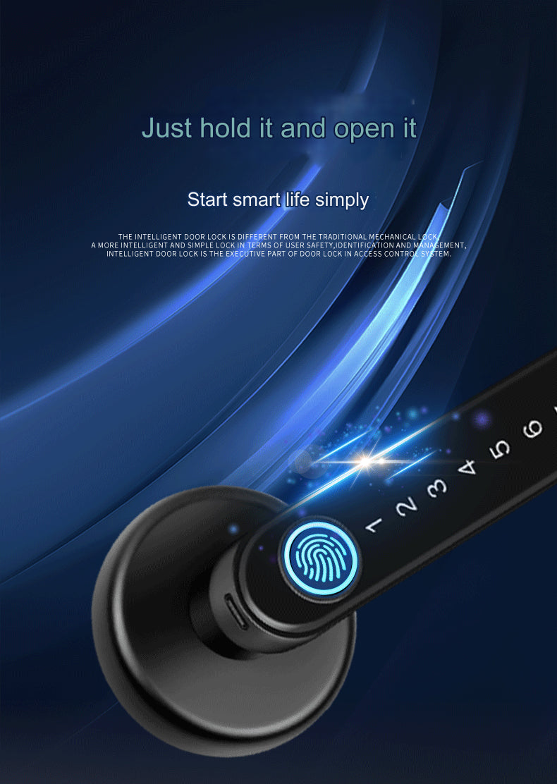 Smart Door Lock Remote Unlock Fingerprint Handle Lock HDB Password Door Lock Smart Door Knob Lock Apartment Bedroom