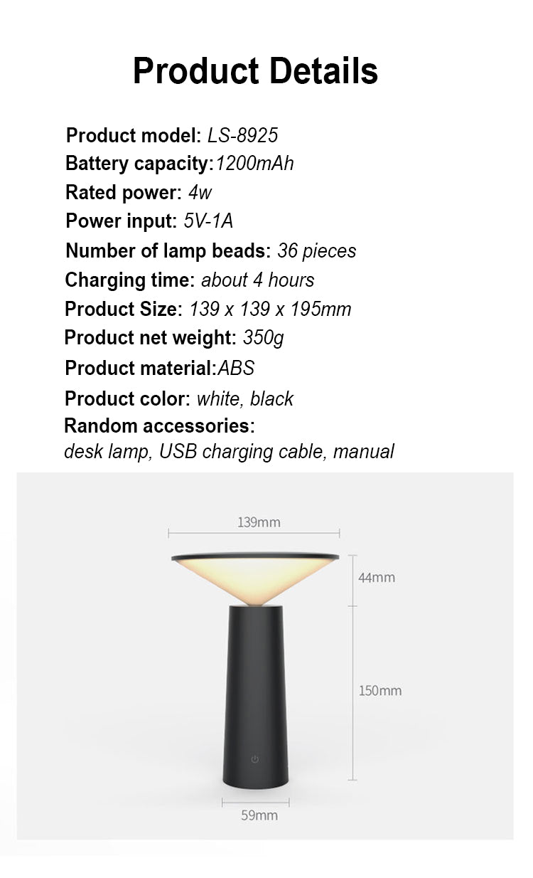 Dimmable USB LED Table Lamp Touch Switch 3 Modes LED Desk Lamp Eye Protection Night Light