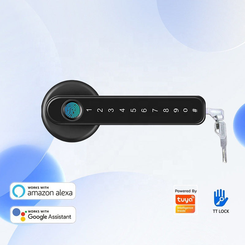 Smart Door Lock Remote Unlock Fingerprint Handle Lock HDB Password Door Lock Smart Door Knob Lock Apartment Bedroom