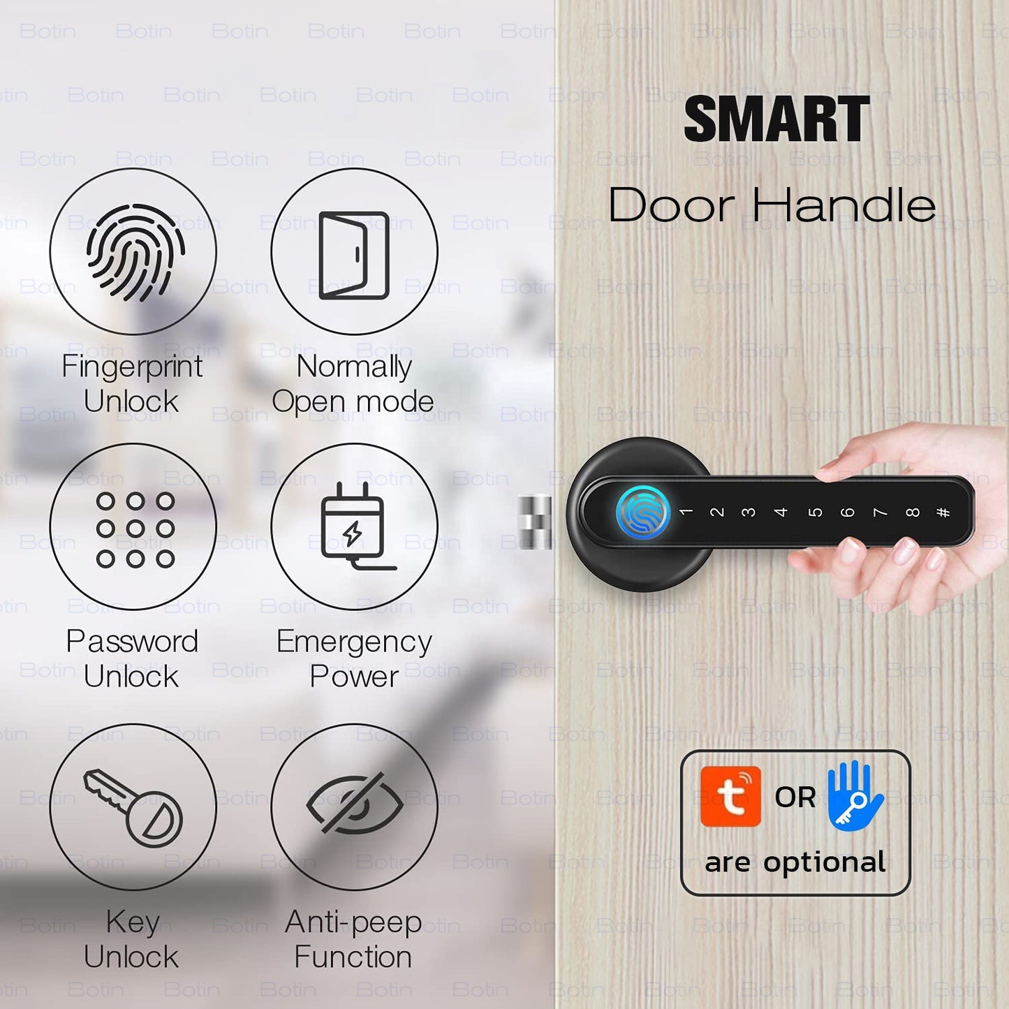 Smart Door Lock Remote Unlock Fingerprint Handle Lock HDB Password Door Lock Smart Door Knob Lock Apartment Bedroom