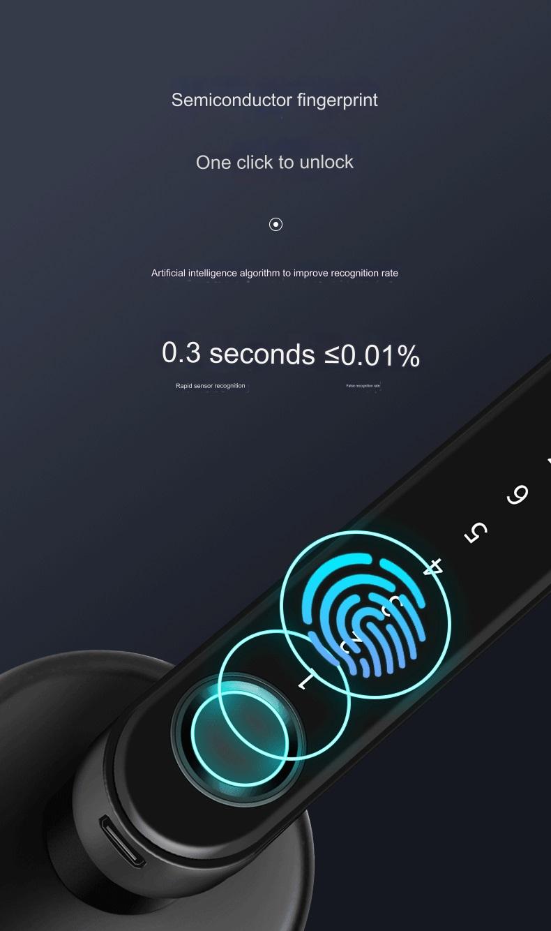 Smart Door Lock Remote Unlock Fingerprint Handle Lock HDB Password Door Lock Smart Door Knob Lock Apartment Bedroom