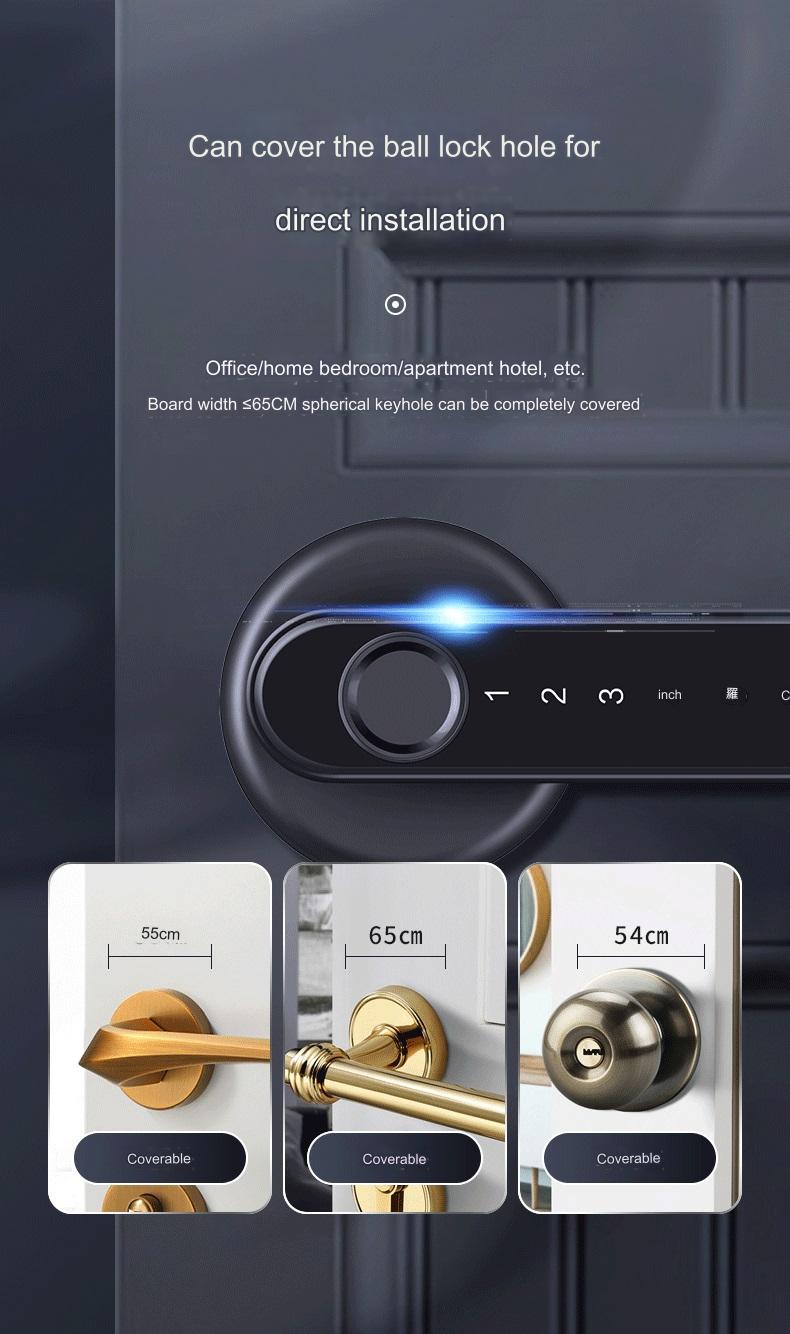 Smart Door Lock Remote Unlock Fingerprint Handle Lock HDB Password Door Lock Smart Door Knob Lock Apartment Bedroom