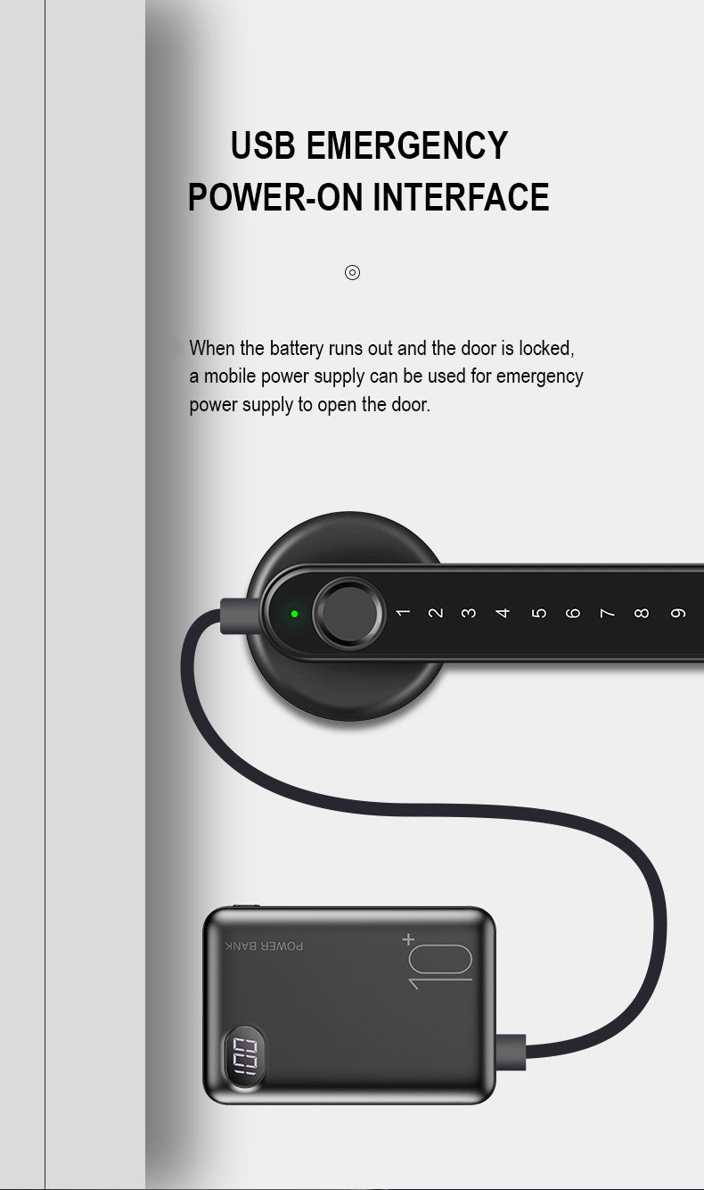 Smart Door Lock Remote Unlock Fingerprint Handle Lock HDB Password Door Lock Smart Door Knob Lock Apartment Bedroom