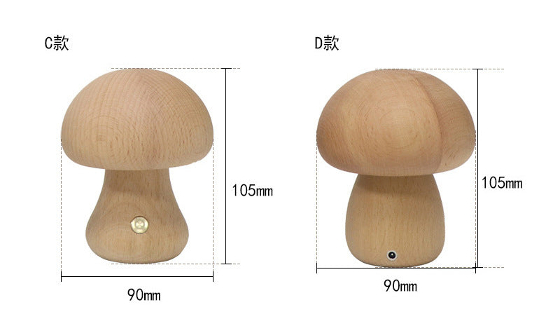 LED MINI Night Light With Touch Switch Wooden Cute Mushroom Bedside Table Lamp For Bedroom Children's Room Sleeping Lamp