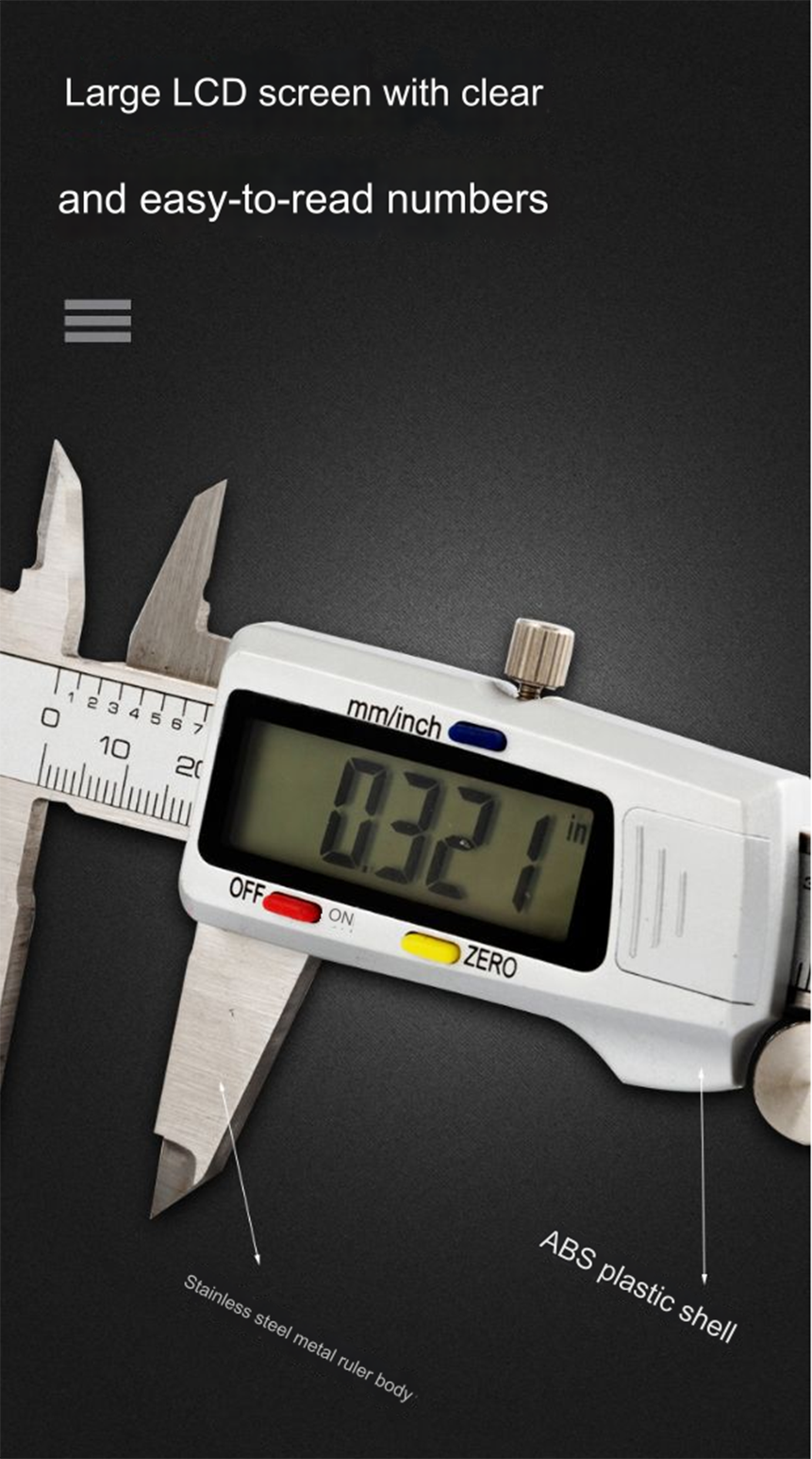 Digital Metal Caliper Stainless Steel Vernier Calipers Electronic Micrometer Ruler Depth Measuring Tool Gauge Instrument