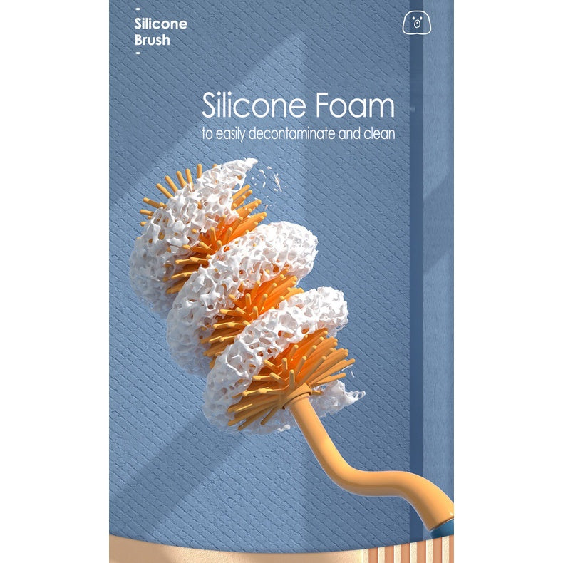 3 In 1 Soft Silicone Bottle Brush 360 Degree Rotary Nipple Brush Baby Bottle Teat Straw Cleaner Multipurpose Set Babies