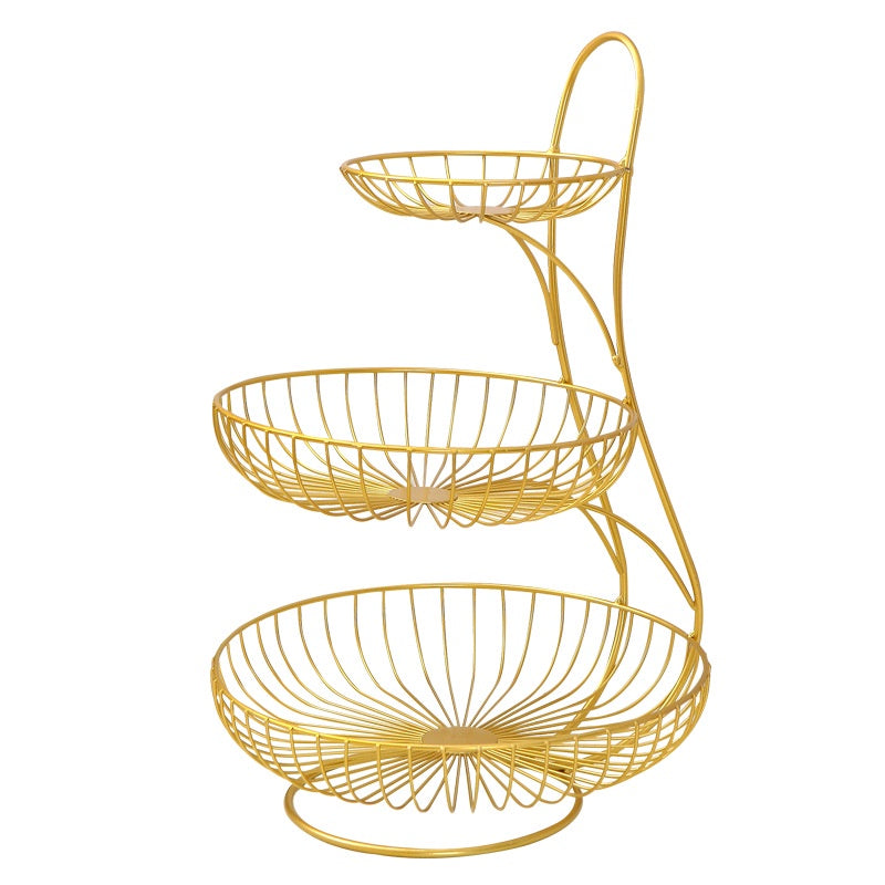 3 Tiers Golden Fruit Storage Baskets Nordic Tier Gold Vegetables Kitchen Organizer Fruit Basket Living Room Home Rack