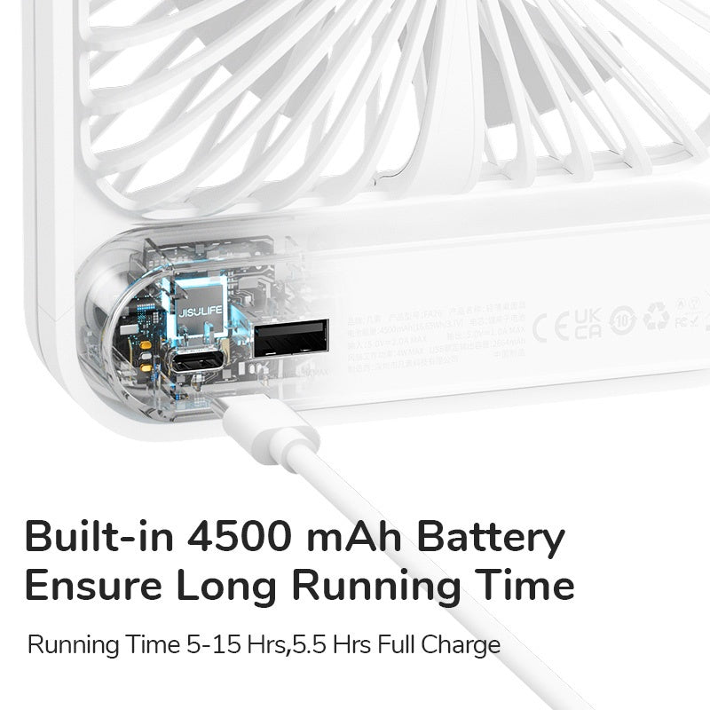 Mini Table Fan USB Rechargeable Portable Desk Fan 4500 mAh Battery Small Personal Desktop Fan Suit For Office Dormitory