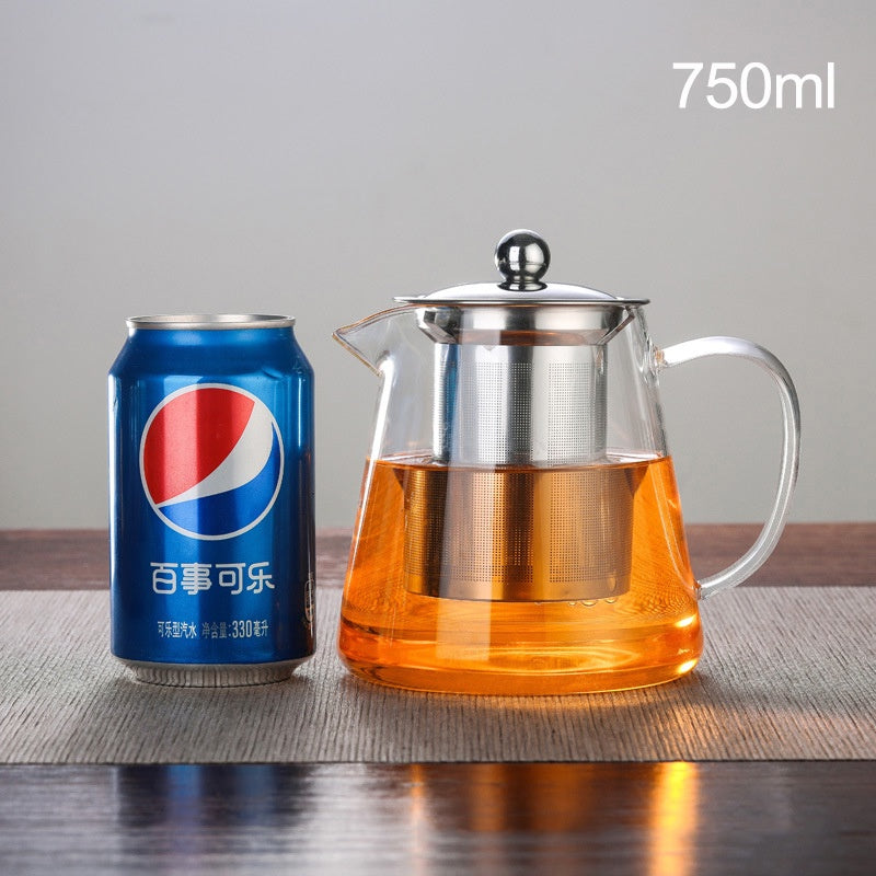 Heat Resistant Glass Kettle Teapot with Removable Stainless Steel Infuser Home Office Glass Teapot Brewing Tea Maker