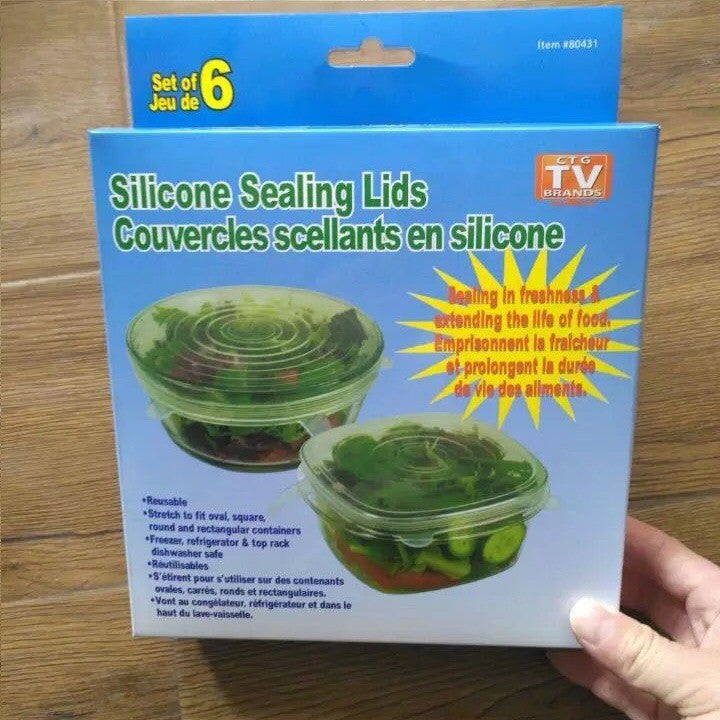 Silicone Stretch Lids 6 sizes-in-1 stretchable to seal bowls lid