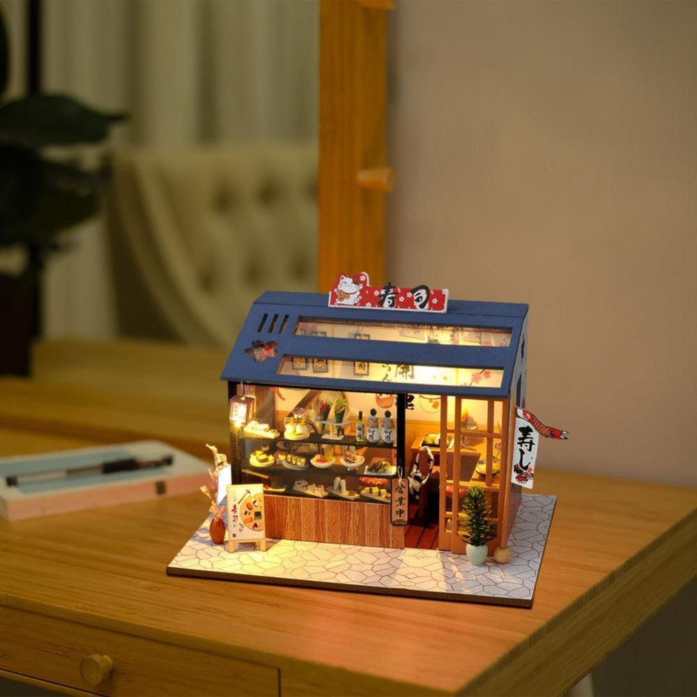 Copy of DIY Dollhouse Miniature Kit with Furniture Handcraft Collectibles Hobbies Gift Toys for Children Japanese Sushi Bar
