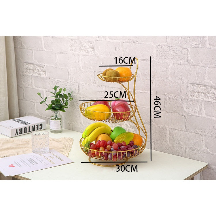 3 Tiers Golden Fruit Storage Baskets Nordic Tier Gold Vegetables Kitchen Organizer Fruit Basket Living Room Home Rack