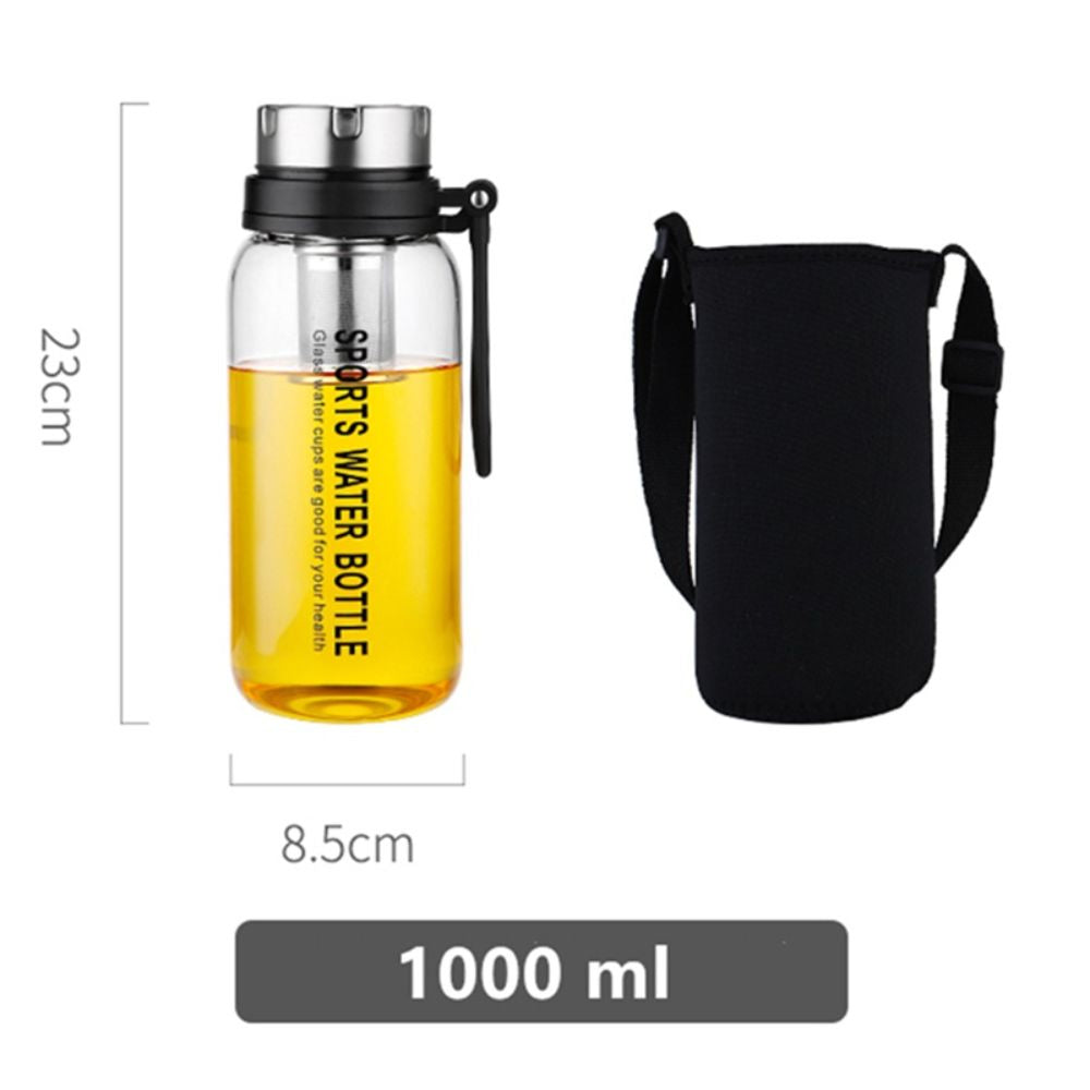 1500ML/1000ML Glass Water Bottle Tea Water Separation Glass Mugs Men and Women Glass Bottle Portable Outdoor Sport Water