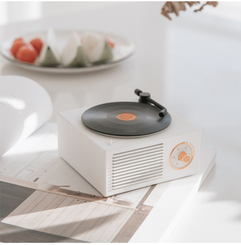 Retro Atom Vinyl Record Player Bluetooth Speaker Audio Desktop Wireless Multi-function Mini Portable Speaker Supports SD