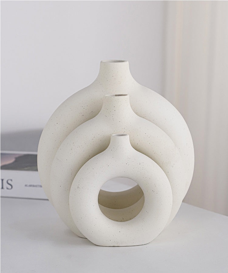 Round Vase Ceramic Vase Nordic Style Ornaments Dried Flower Vase Ceramic Crafts Home Decoration Multicolor