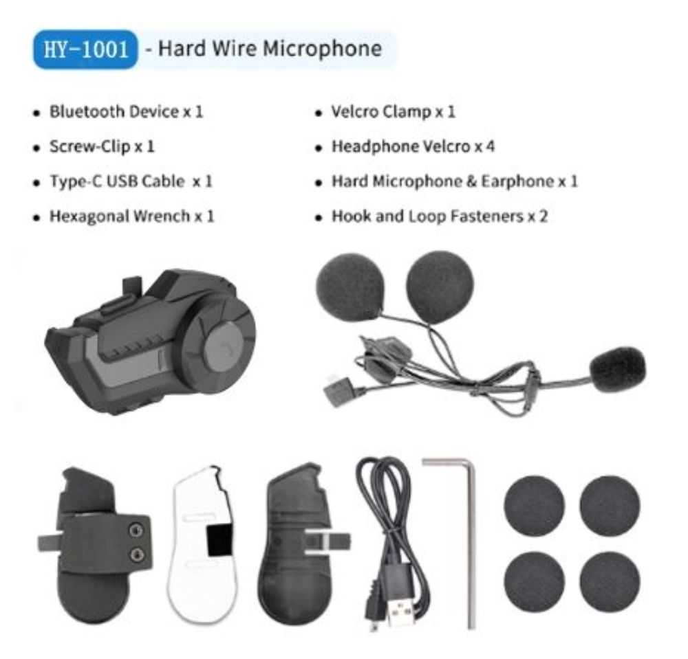 1Pcs Motorcycle FM Radio Helmet Intercom Headset 800M HY-1001 Talking Bluetooth 5.0 Headset with Microphone Waterproof