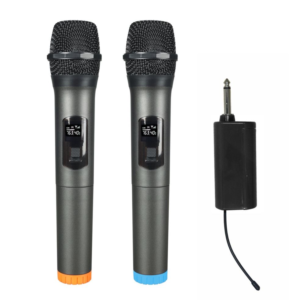 Wireless Microphone UHF Cordless Dual Handheld Dynamic Mic Set with Rechargeable Receiver for Karaoke Party Durable
