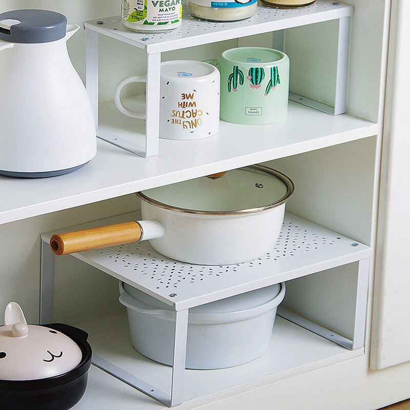 Kitchen Rack Thickened Carbon Stainless Steel Kitchen Organizer Simple White Shelf Over Sink Dish Draining Metal Storage