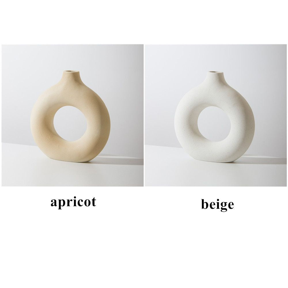 Round Vase Ceramic Vase Nordic Style Ornaments Dried Flower Vase Ceramic Crafts Home Decoration Multicolor