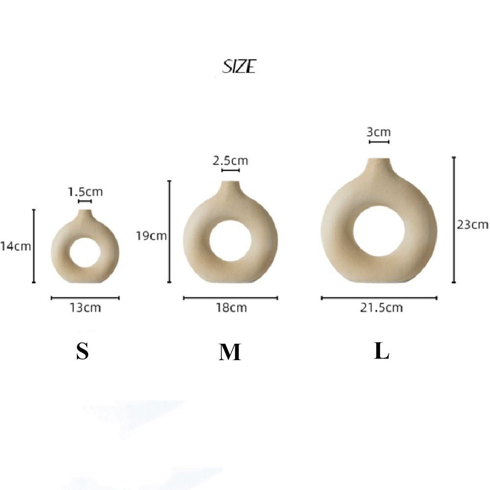 Round Vase Ceramic Vase Nordic Style Ornaments Dried Flower Vase Ceramic Crafts Home Decoration Multicolor