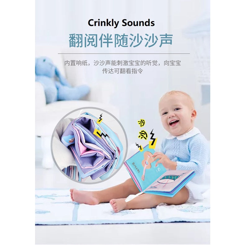 Children Chinese English Pinyin Bilingual Cloth Book Crinkle Sound Kids Storybook Educational Baby