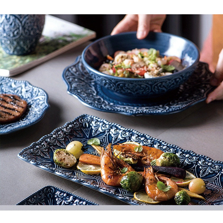 Flat Ware Household Bowl Nordic Ceramic Plate Dishes Creative Personalized Dishes Baked Rice Bowl Nordic Style Plate