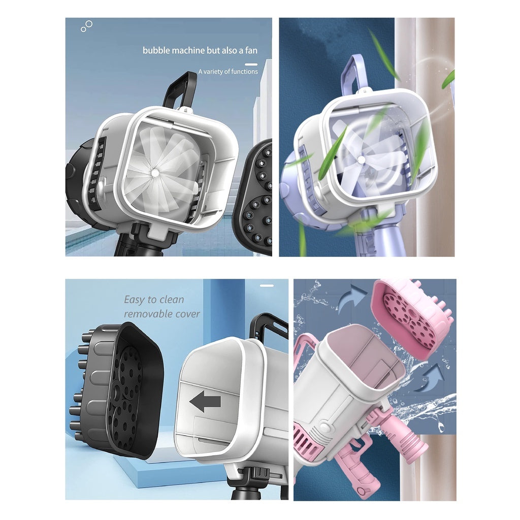 Super Bubble Machine Toy 64-Hole Automatic Gatling Handheld Bubble Gun Automatic Electric Bubble Maker Indoor Outdoor