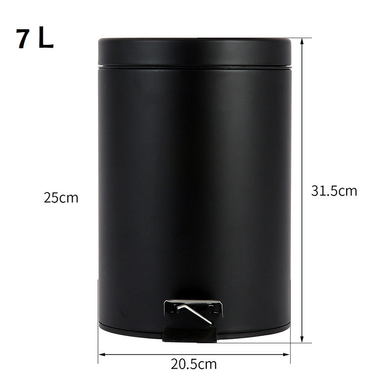 Copy of Round Metal Step Pedal Dustbin Trash Can With Lid Circular Silent Pedal Rubbish Bin Storage Cleaning Step
