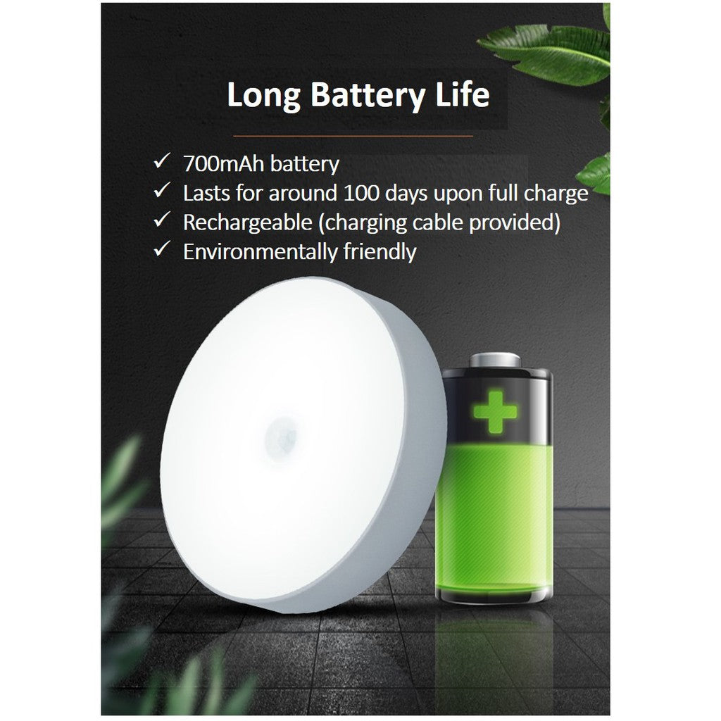 Motion Sensor Night Light Battery Powered Rechargeable Stairway Cupboard Bedroom