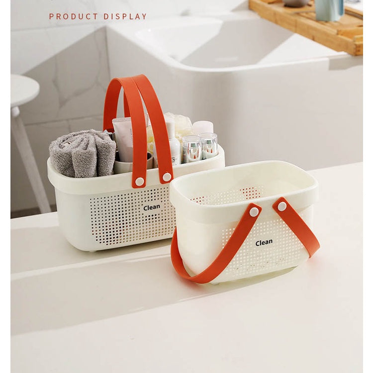 Portable Bathroom Basket Bath Wash Toilet Storage Shower Closet Kitchen Storage Drain Basket Box Organizer Handles Holes