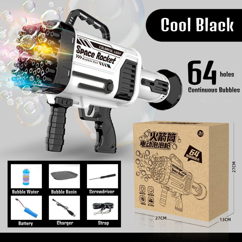 Super Bubble Machine Toy 64-Hole Automatic Gatling Handheld Bubble Gun Automatic Electric Bubble Maker Indoor Outdoor