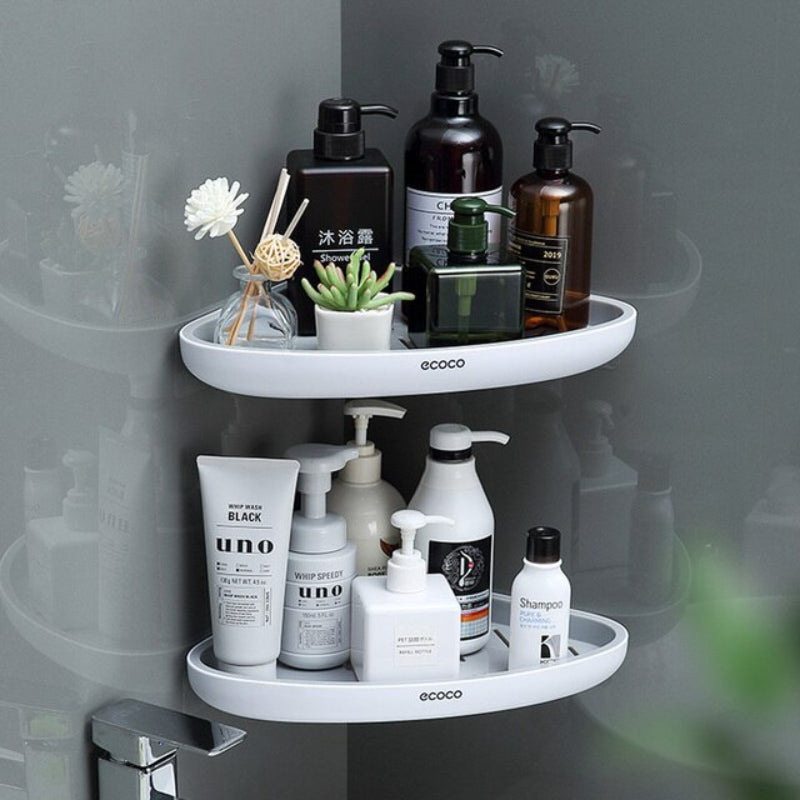 ECOCO Bathroom Storage Shelf Shower Snap Up Corner Shelf Shampoo Holder Basket Shelf Wall Shelves for Shelving Kitchen