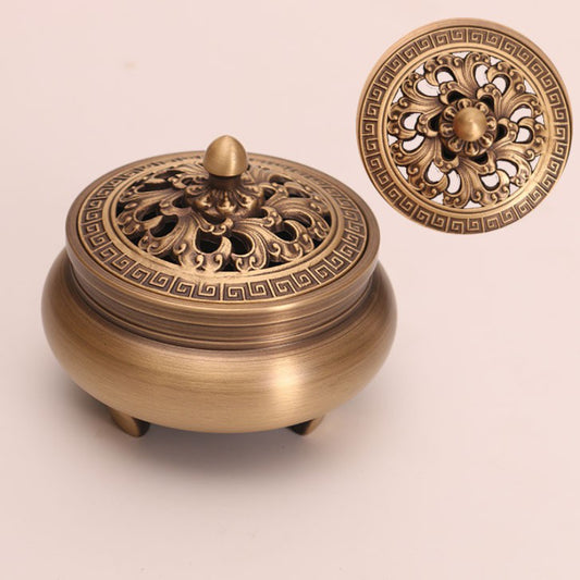 Retro Three Foot Incense Holder Metal Brass Copper Coil Stand Incense Censer Relax Thurible Burner Coil Incense Burner