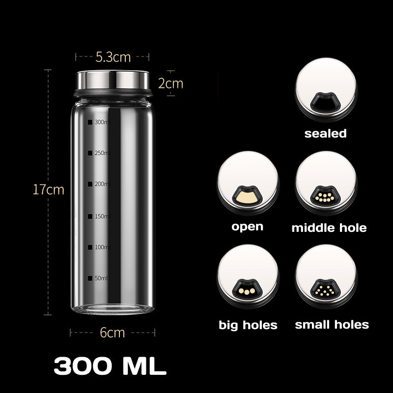 300mL Glass Seasoning Jar With Scale 4 Outlets Spice jars Kitchen Chili Pepper Powder Sprinkling Jar Barbecue Salt Shaker Container