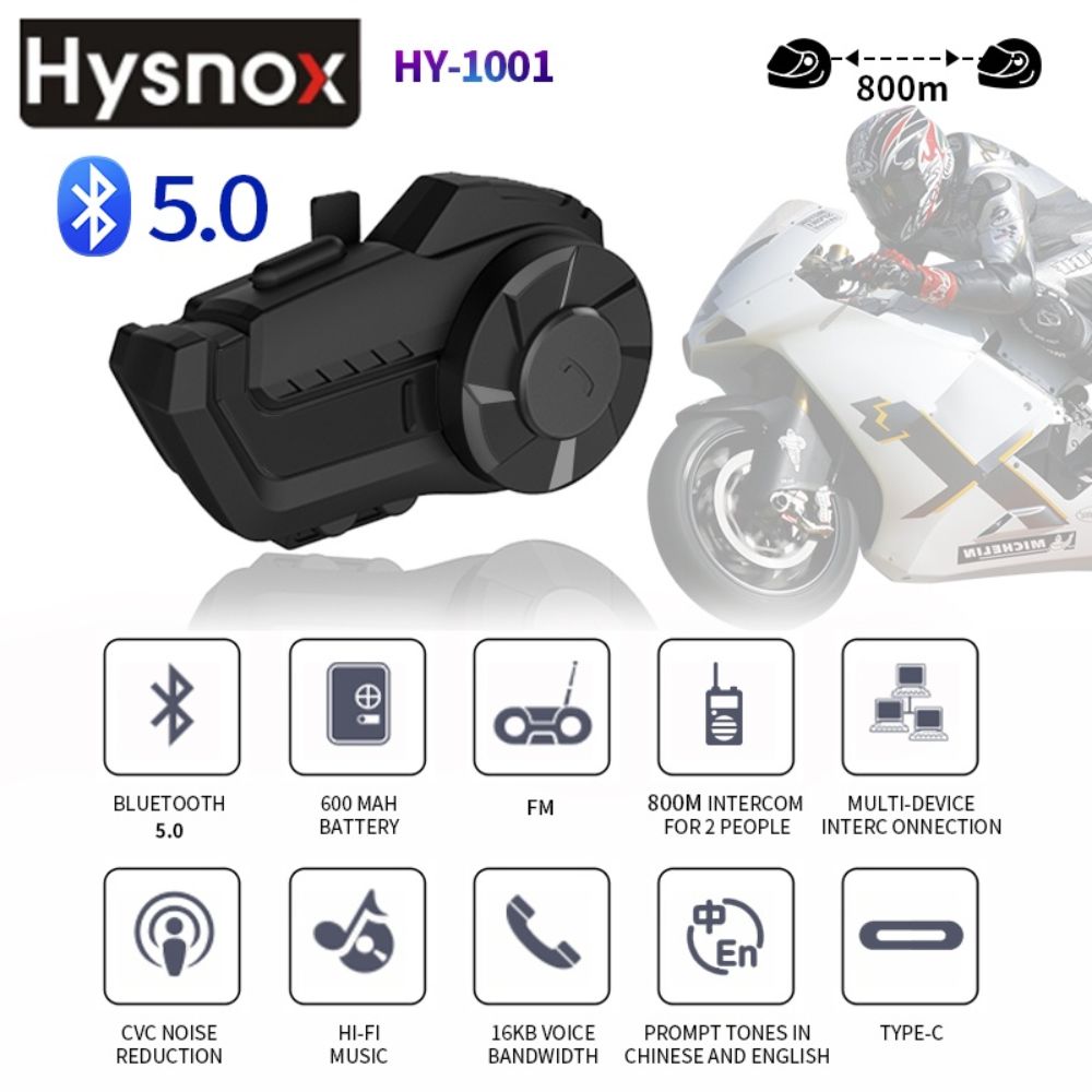 1Pcs Motorcycle FM Radio Helmet Intercom Headset 800M HY-1001 Talking Bluetooth 5.0 Headset with Microphone Waterproof