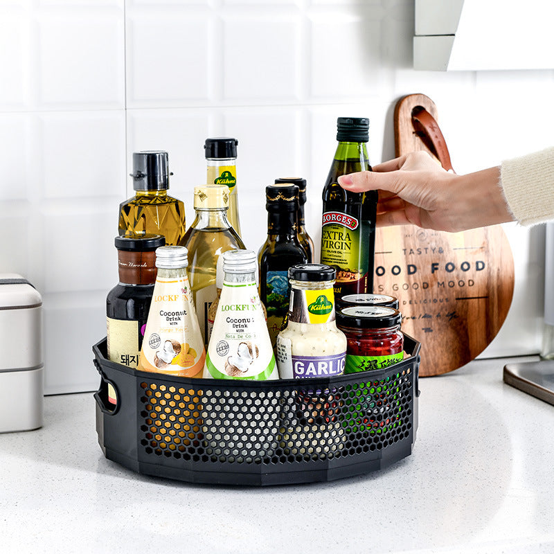 360° Rotating Large Capacity Versatile Seasoning Tray Storage Rack/Plastic Tray Condiment Cosmetics Sorting Container