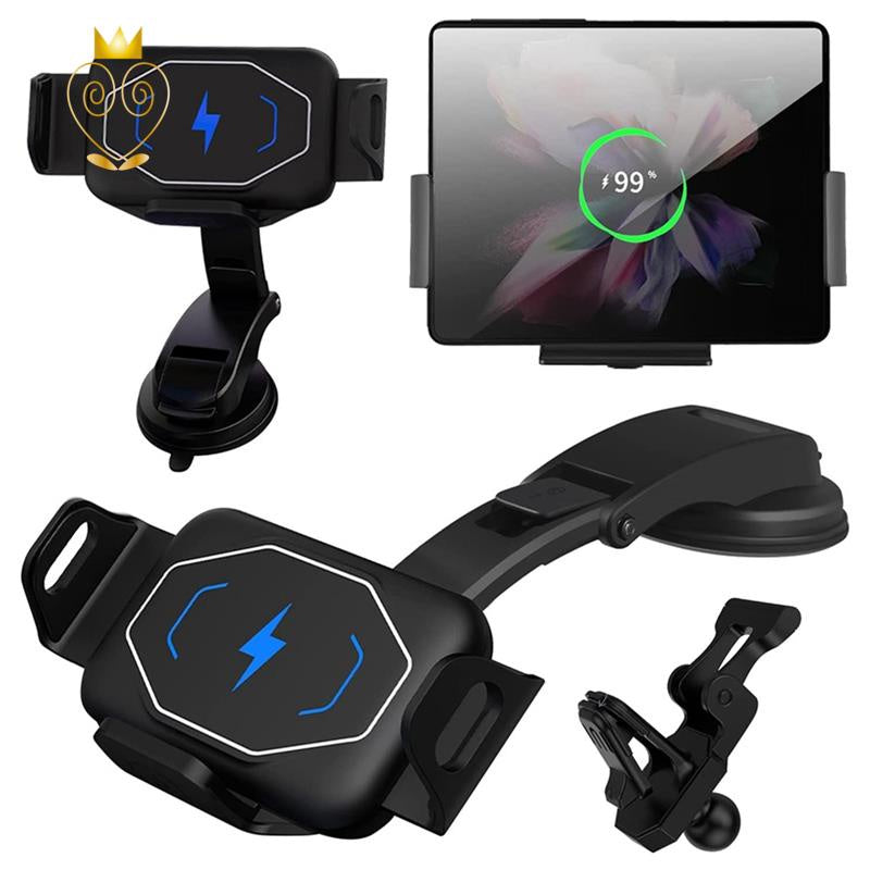 15W Qi Wireless Car Charger Mount Holder Fast Phone Charger for Samsung Galaxy Z Fold 3 2 iPhone 13 12 Max Huawei Mate X