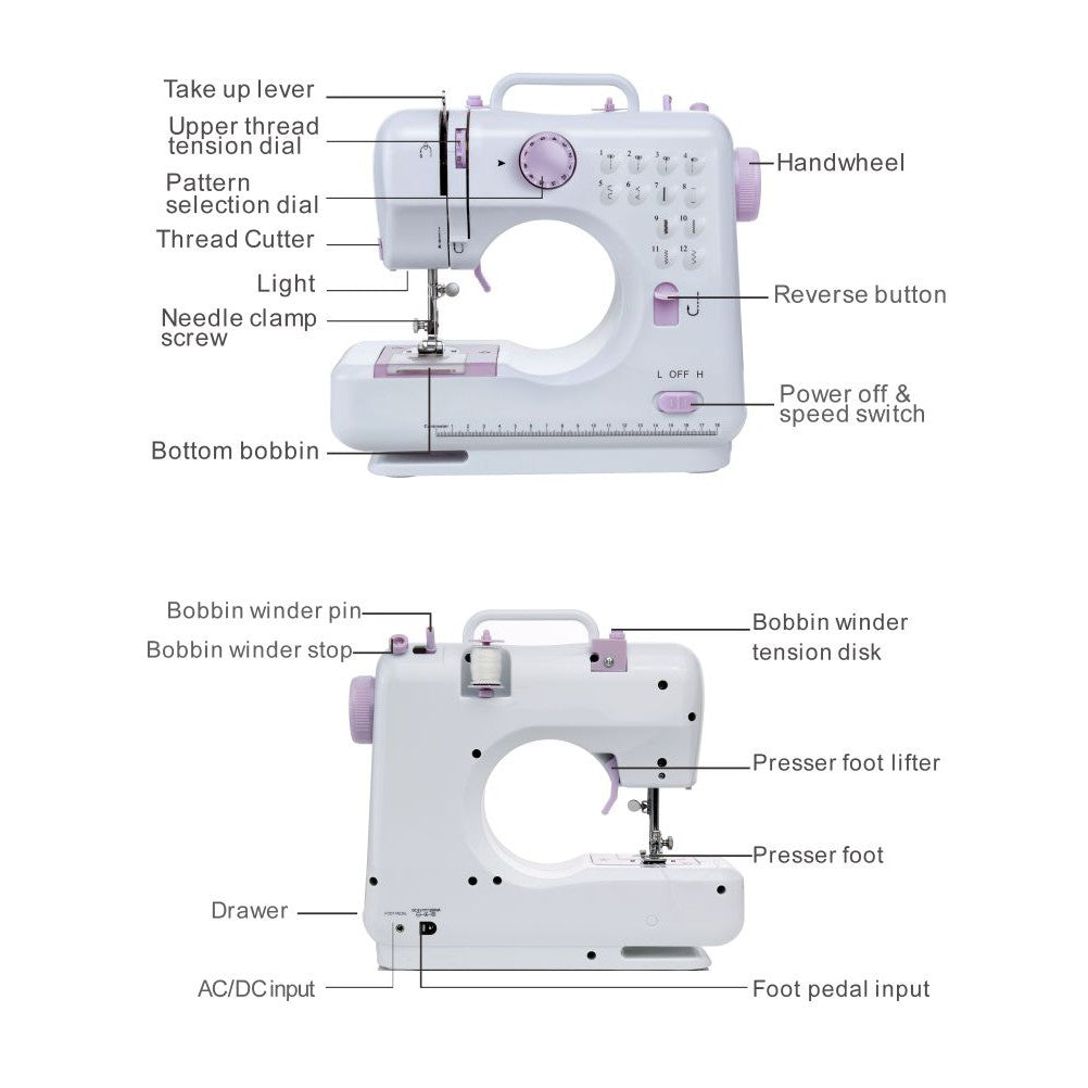 Upgraded Sewing Machine (12 stitches) 3 pin plug warranty needle thread can add Sewing Kit